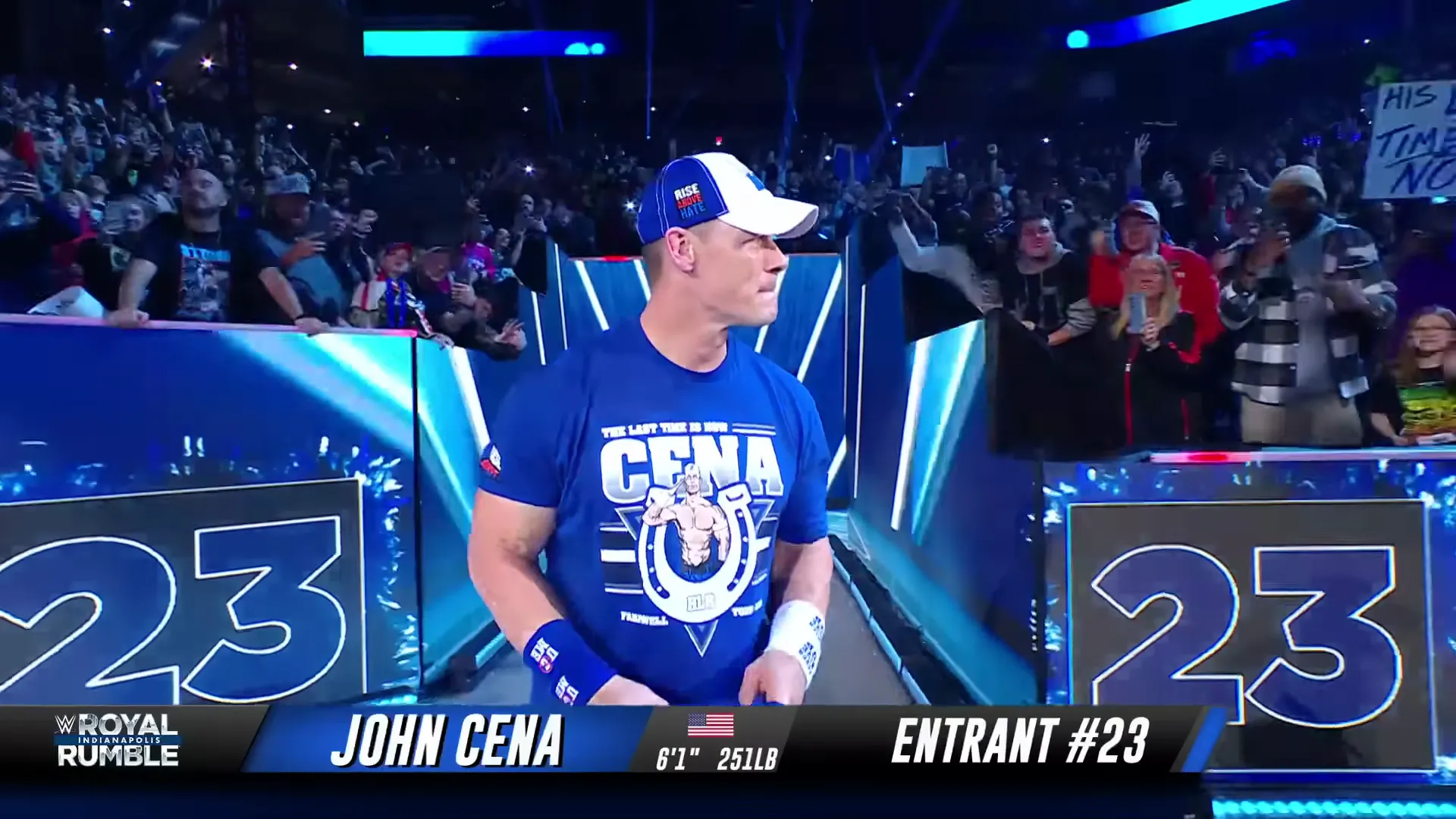 John Cena's final entrance at the 2025 Royal Rumble.