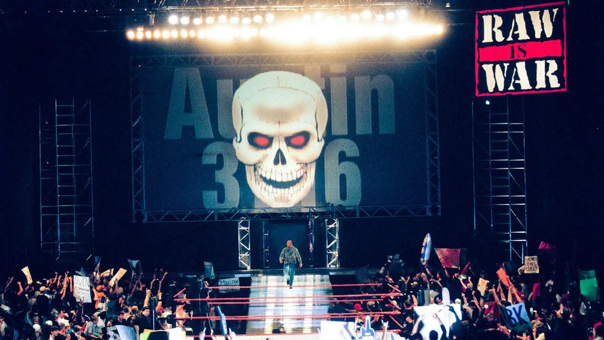 The original Titantron displaying Stone Cold Steve Austin's entrance during the Attitude Era.